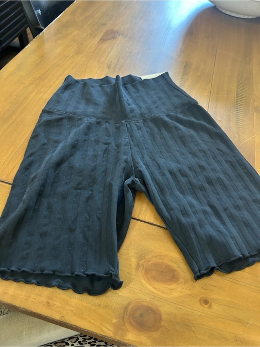 NWT Aerie High Rise 7” Ribbed Black Bike Shorts